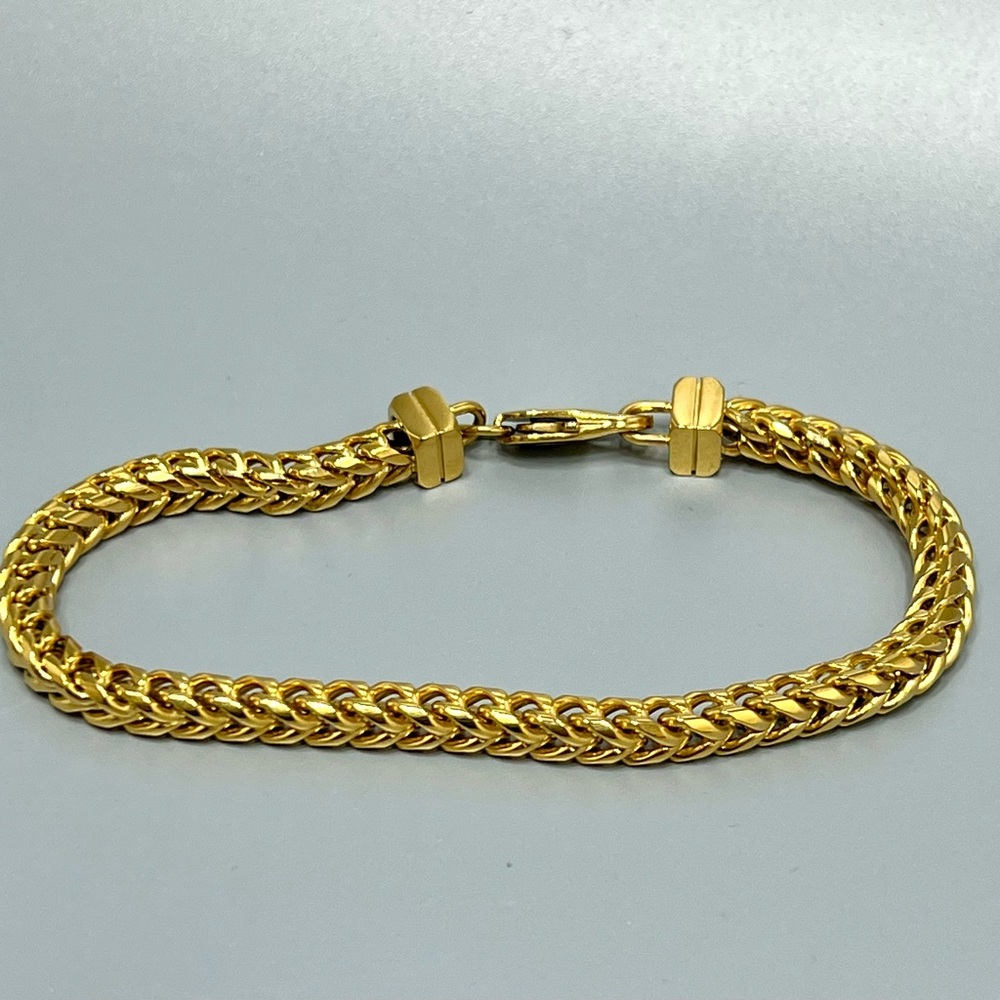 Esquire Wheat Link Gold Tone Stainless Steel Chain Bracelet